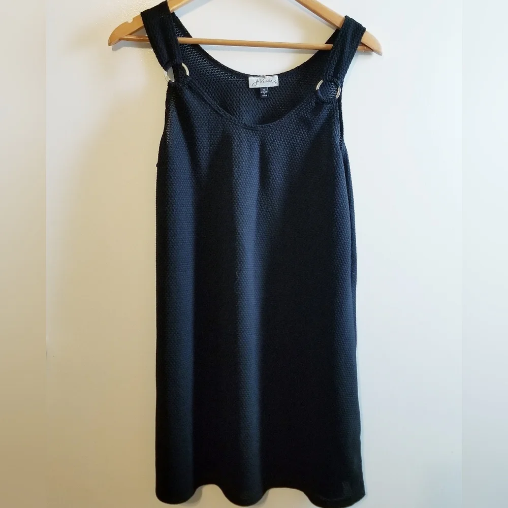 J. Valdi Black Sleeveless Ring Tank Cover Up Dress Size XL Swimwear Beach Pool